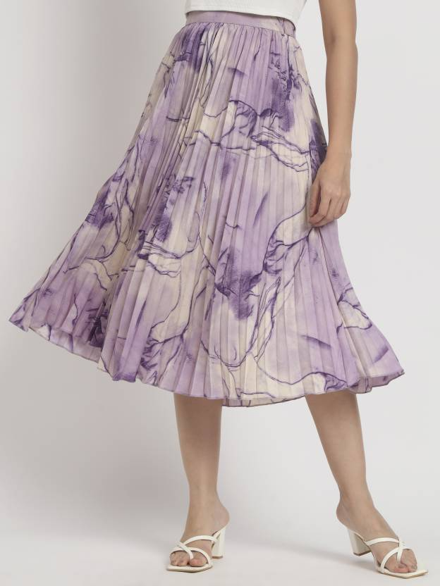 Women Solid Flared Purple Skirt