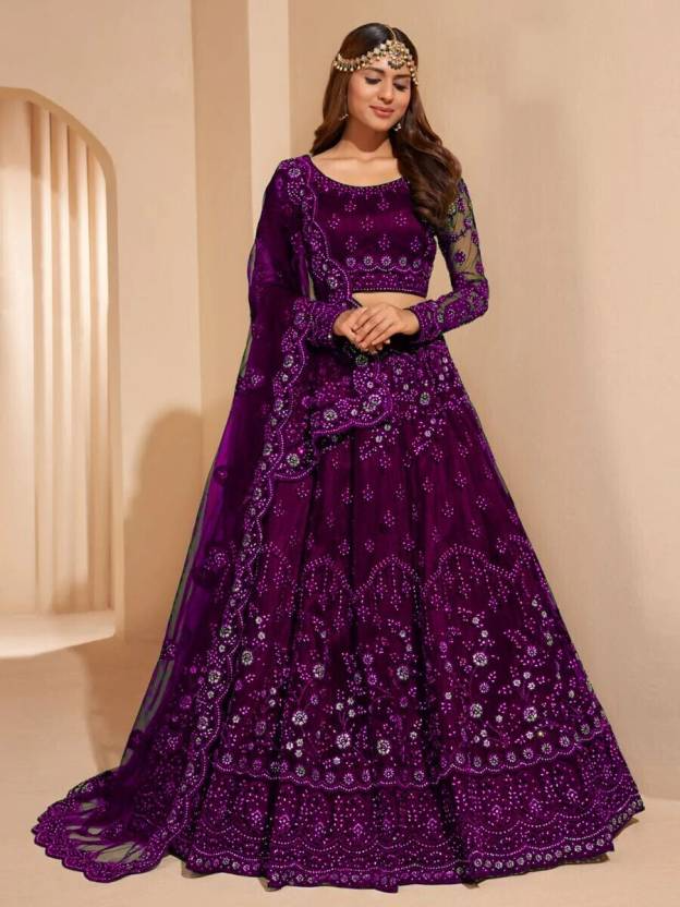 Embroidered Semi Stitched Lehenga Choli