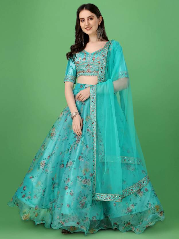 Embroidered Semi Stitched Lehenga Choli
